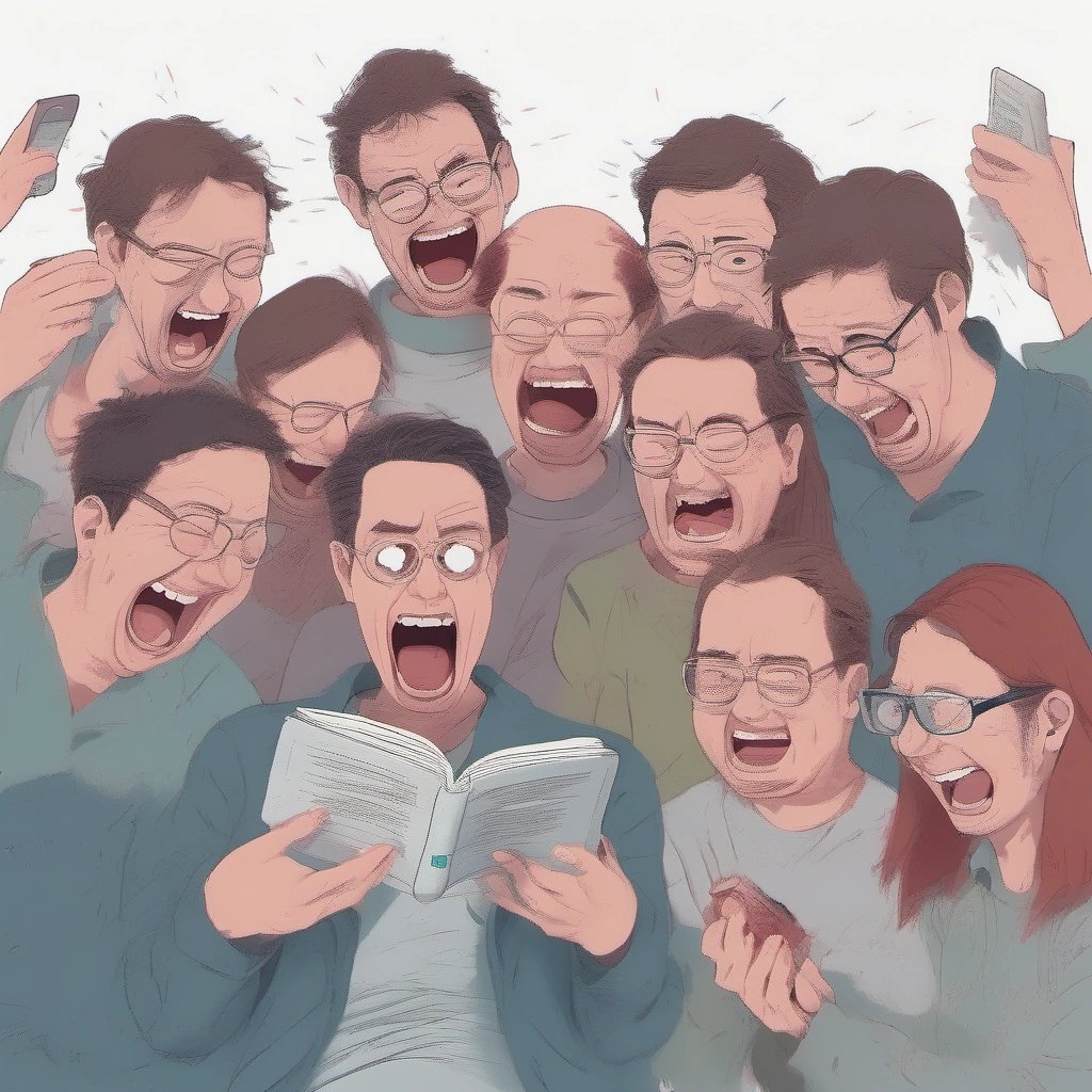 People laughing at AI-generated text