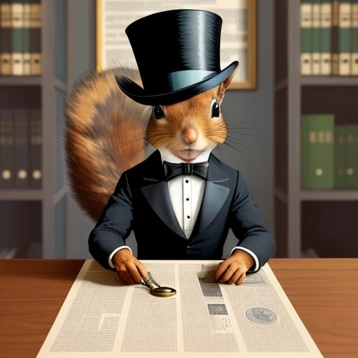 Squirrel with a monocle and top hat