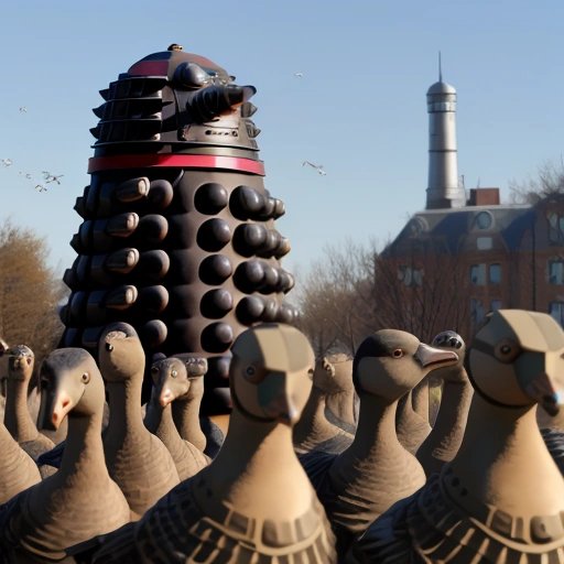 Surprised Dalek watching Canadian Geese