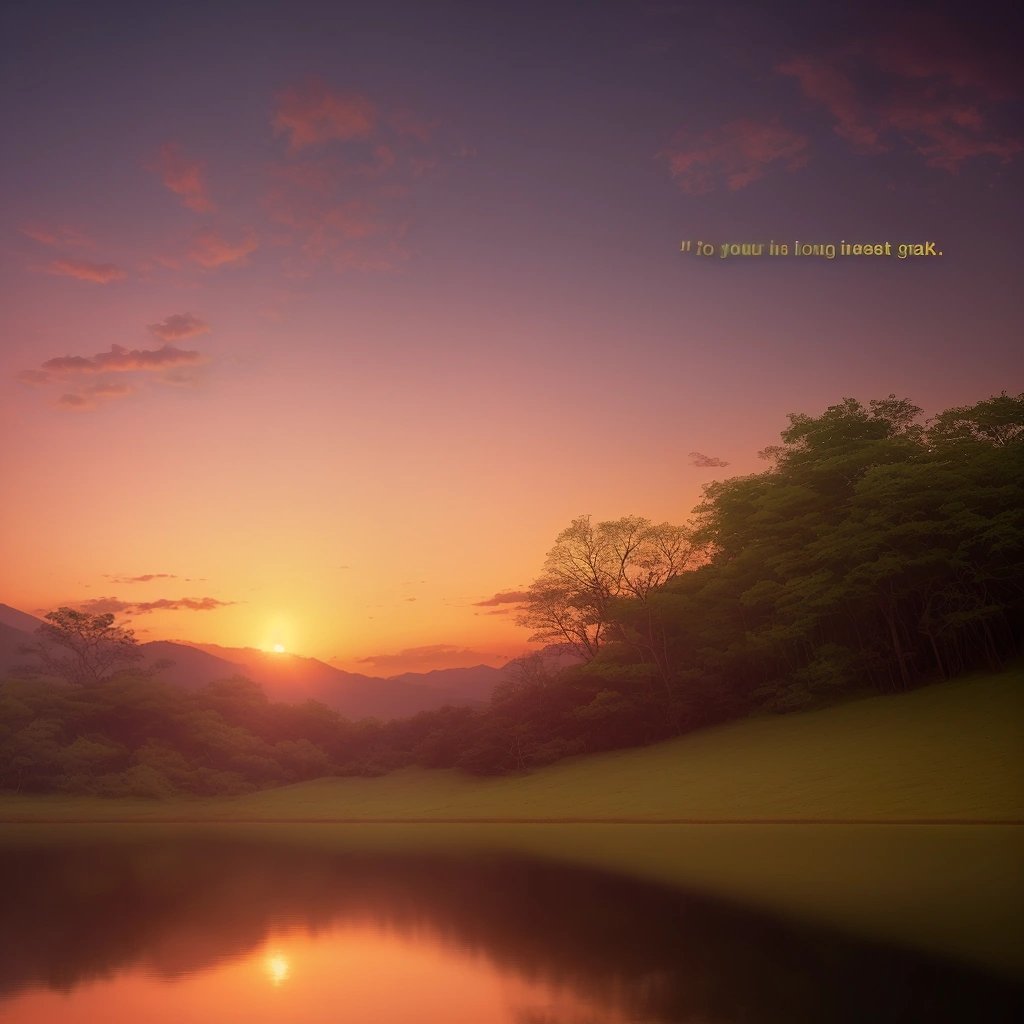 Sunset landscape with 'Ya-Yo Gakk' lyrics