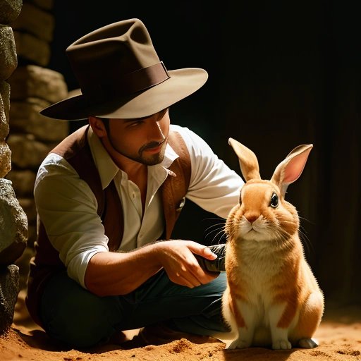 Missing rabbit from the magician's hat labeled 'Magic of Indiana Jones'