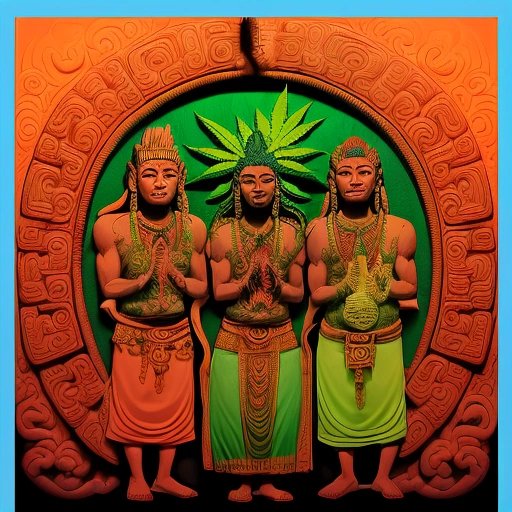 Mayan carving of cannabis rituals