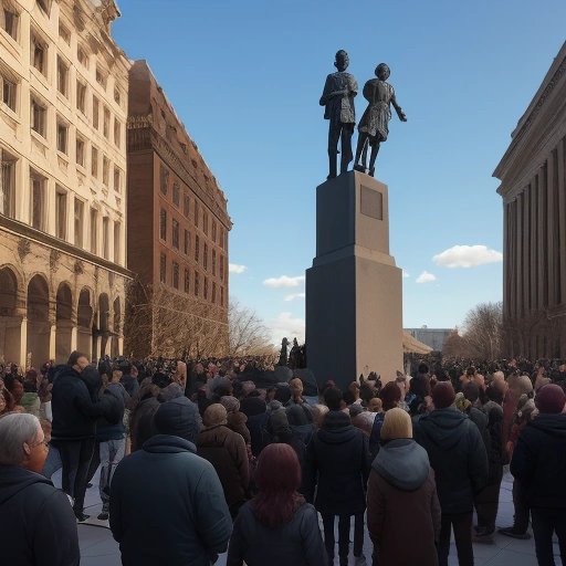 People discussing the talking statue