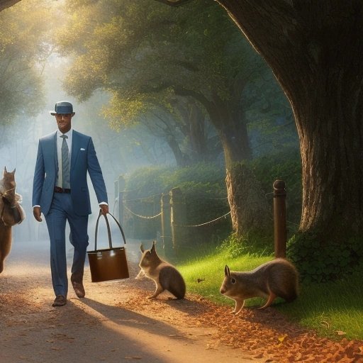 The detective returning the tea kettle with squirrels carrying acorns