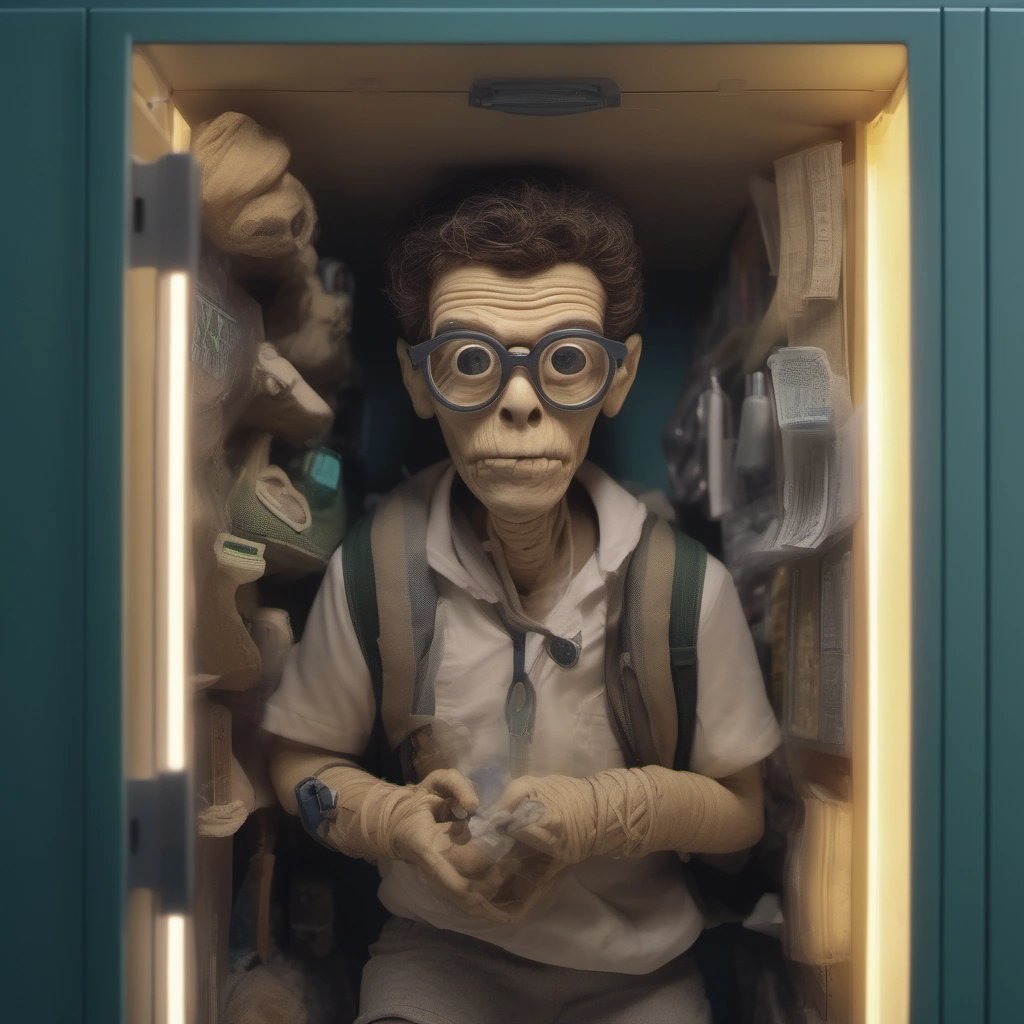 Nerd mummy in the locker