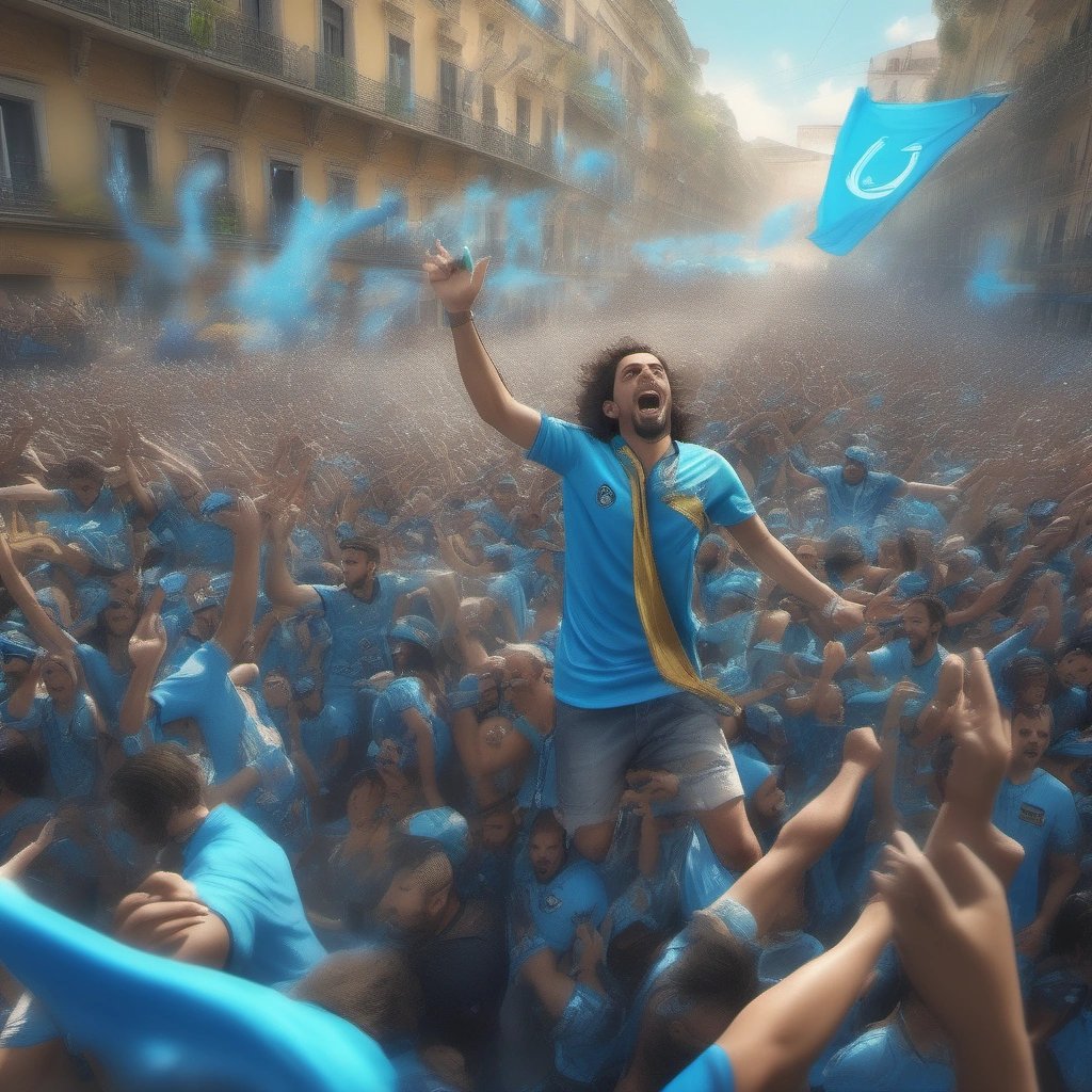 Gremio fans celebrating in a street parade