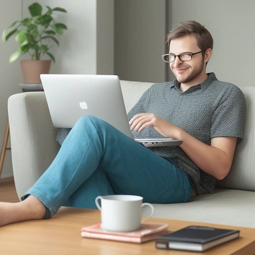 Developer playing Nibbles on a couch