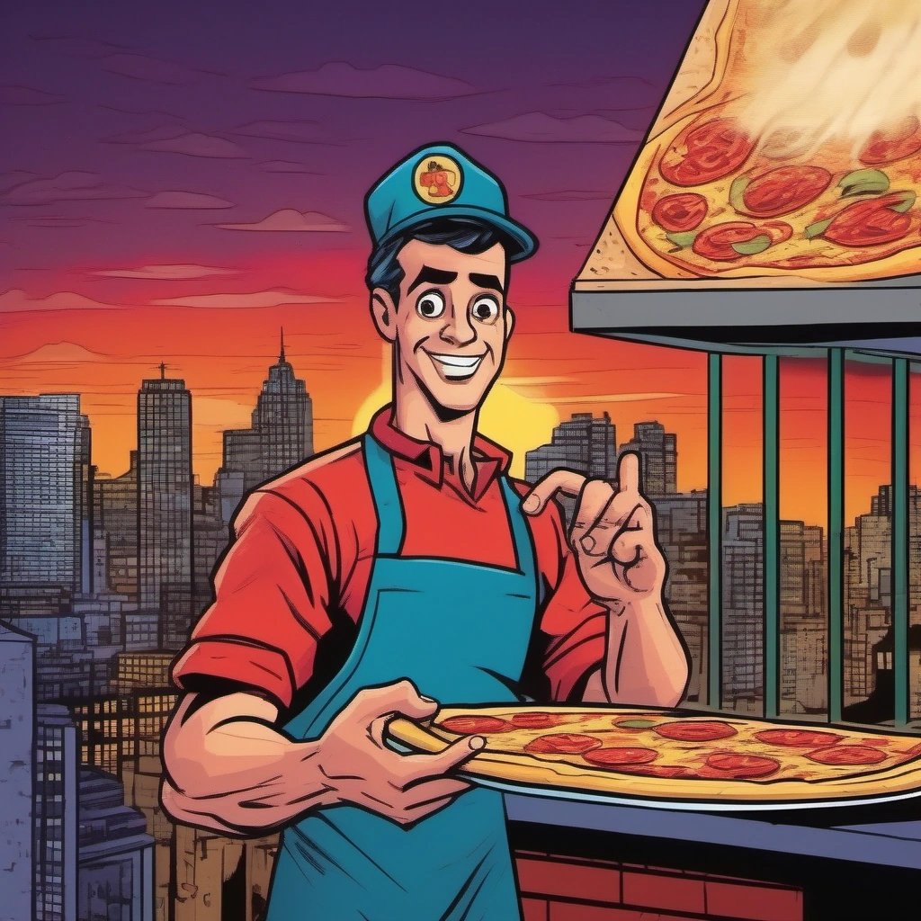 Pizza Man with his perfect pizza