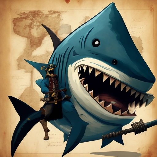 Shark dressed as a pirate