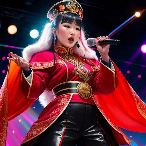 Mongolian throat singer performing on stage