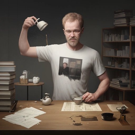 Coffee-stained objects transporting the man through time