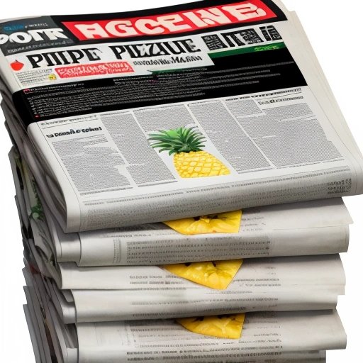 Stack of newspapers about pineapple on pizza