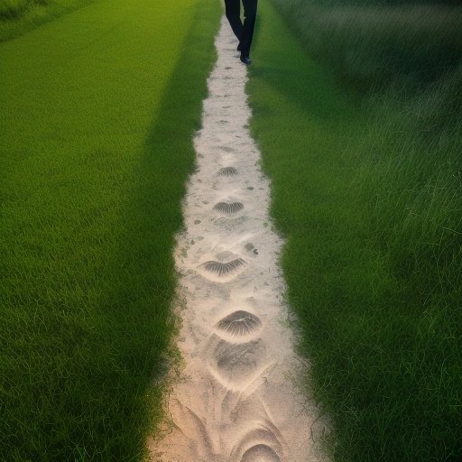 Detective Smith following footprints in the grass