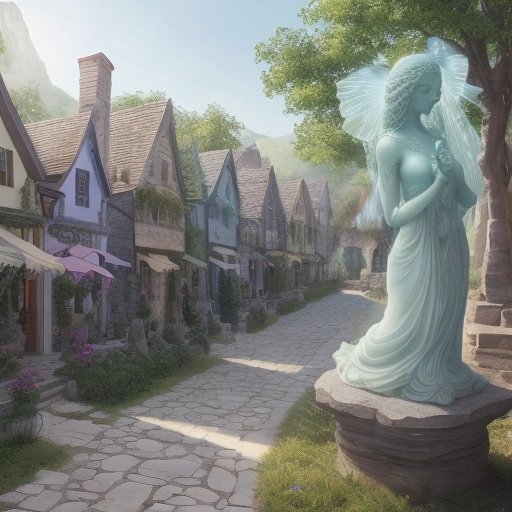 Village adorned with stone sculptures