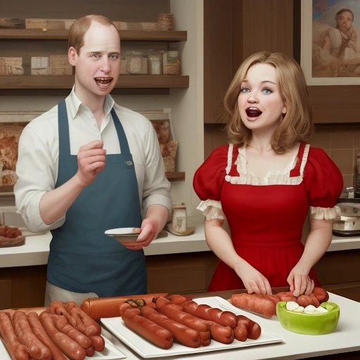 William looking at Jennifer's sausage
