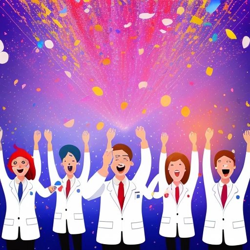 Scientists celebrating the cure for all diseases
