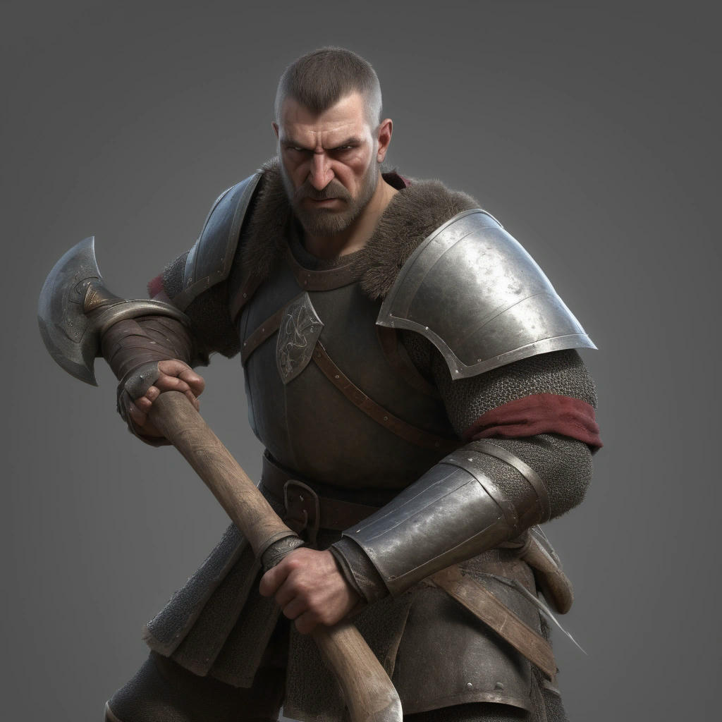 Medieval warrior with battle axe