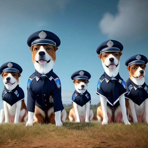Furry police dogs in uniform