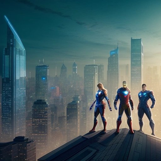 Algorithm Avengers standing heroically on a rooftop