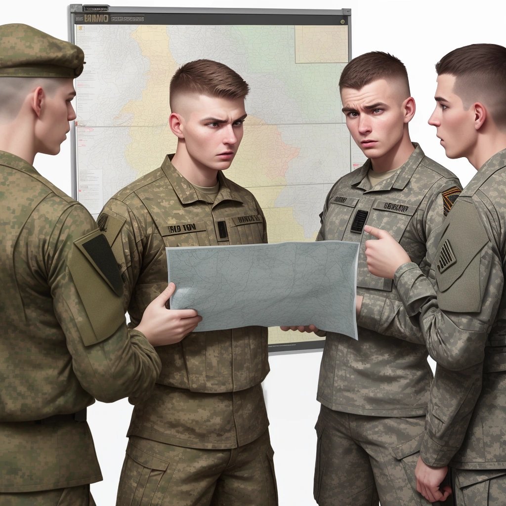 ENTJ soldier strategizing with their team