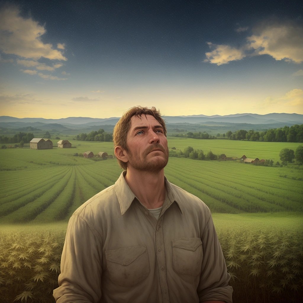 Perplexed farmer looking at UFOs