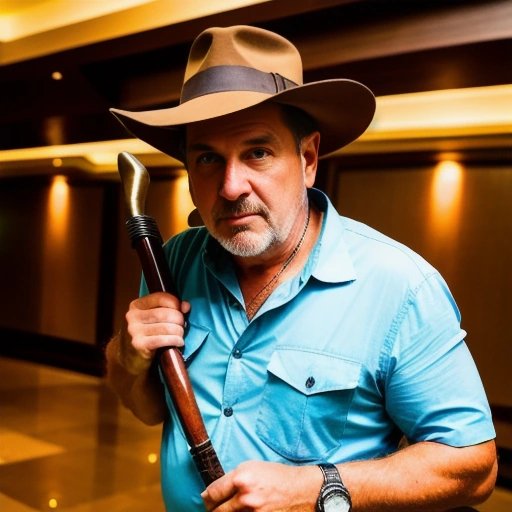 Indiana Jones searching for treasure in a hotel lobby
