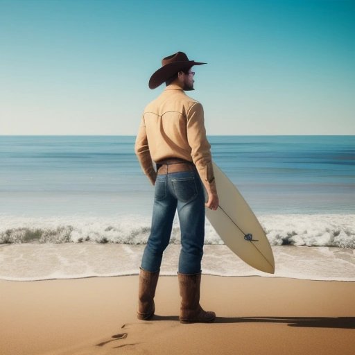 Cowboy surfing on the beach