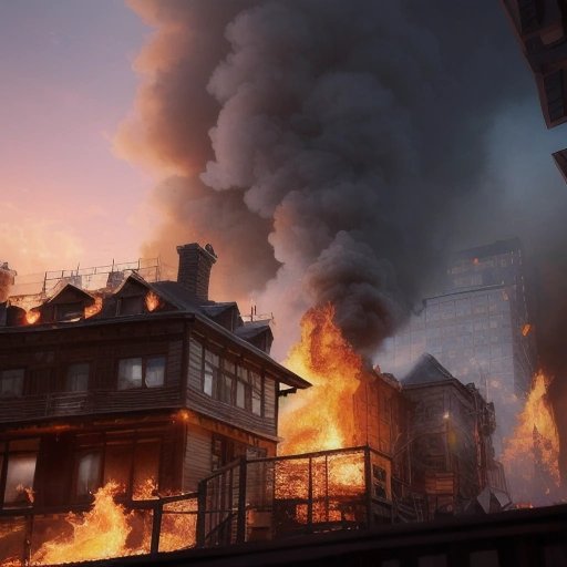The Wibble headquarters on fire