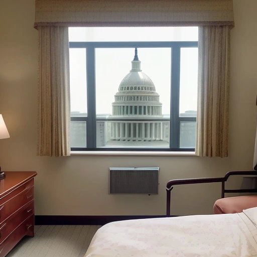 Cozy bedroom with a view of the Capitol dome