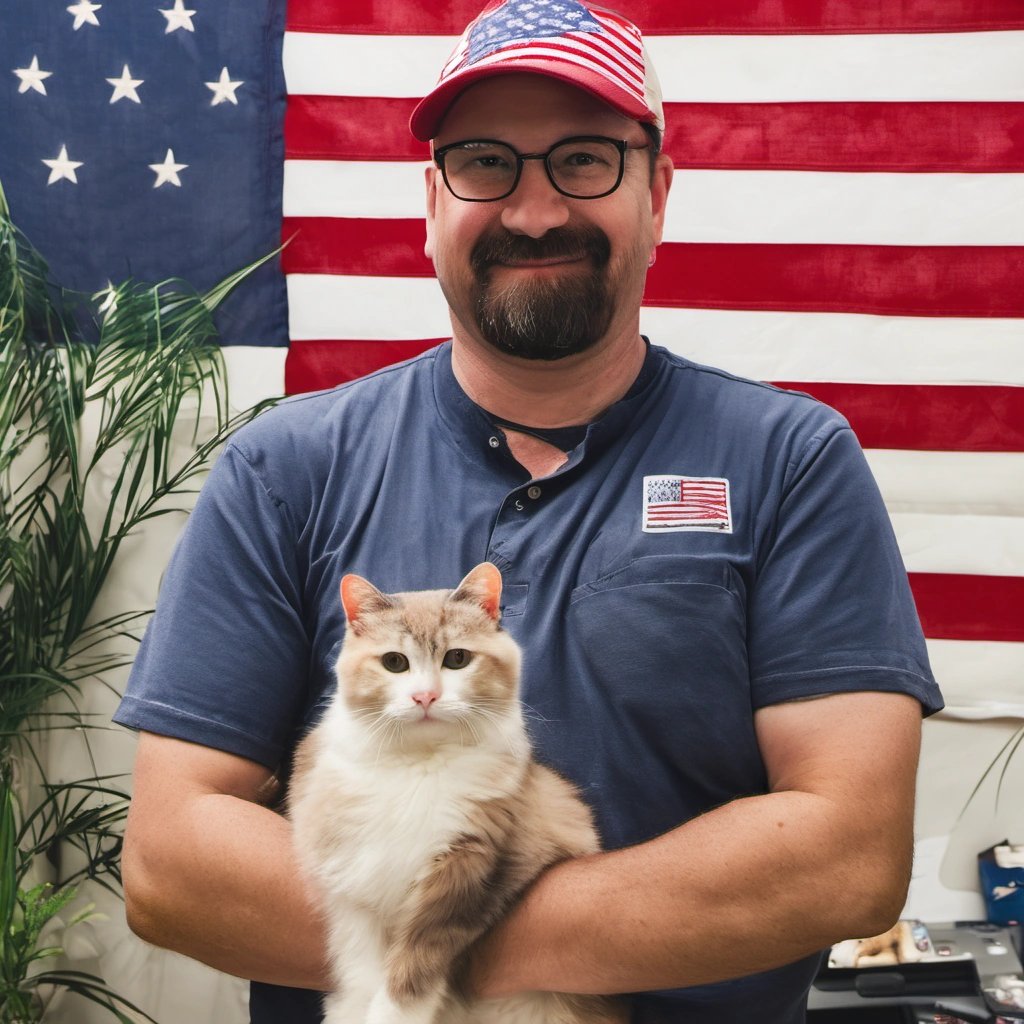Mr. Johnson with his cat