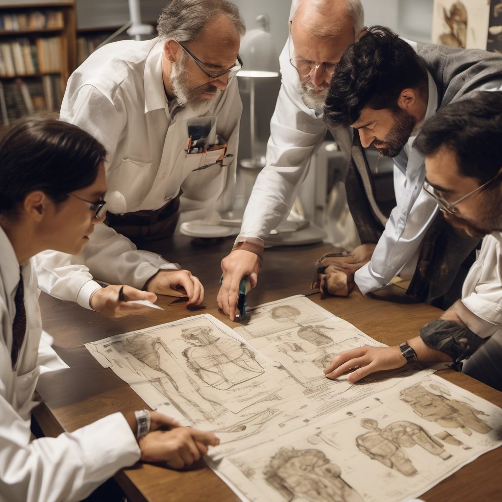 Scientists discussing artifact theories