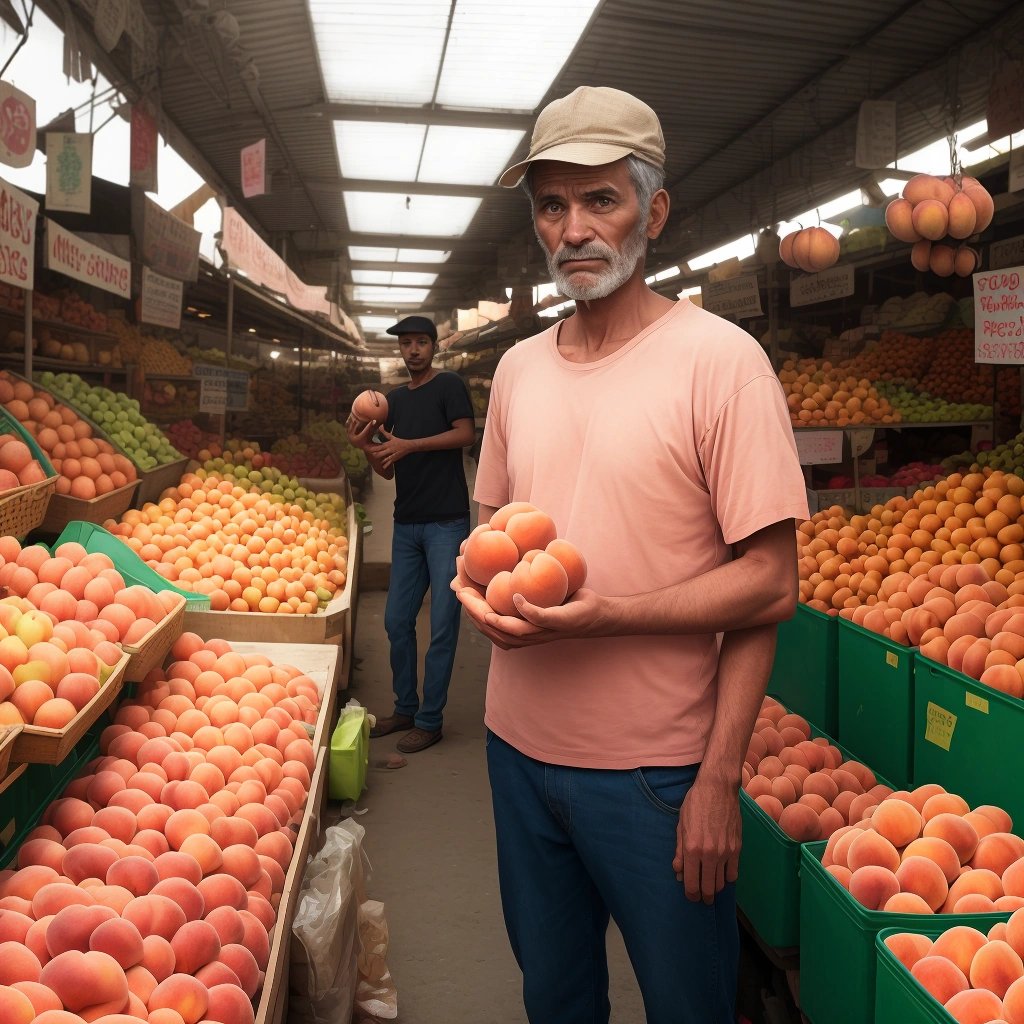 Confused man with Georgia peach