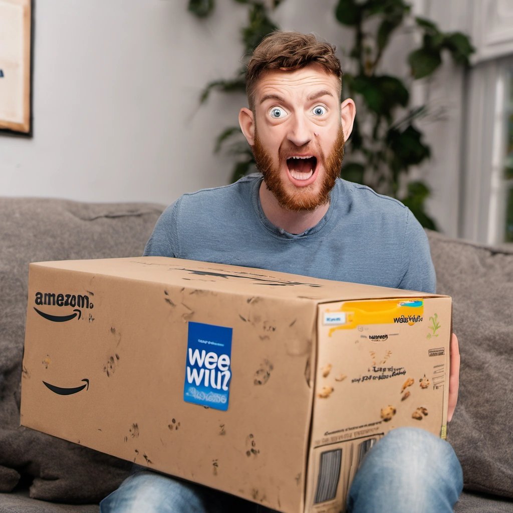 Amazon customer with Weetabix instead of laptop