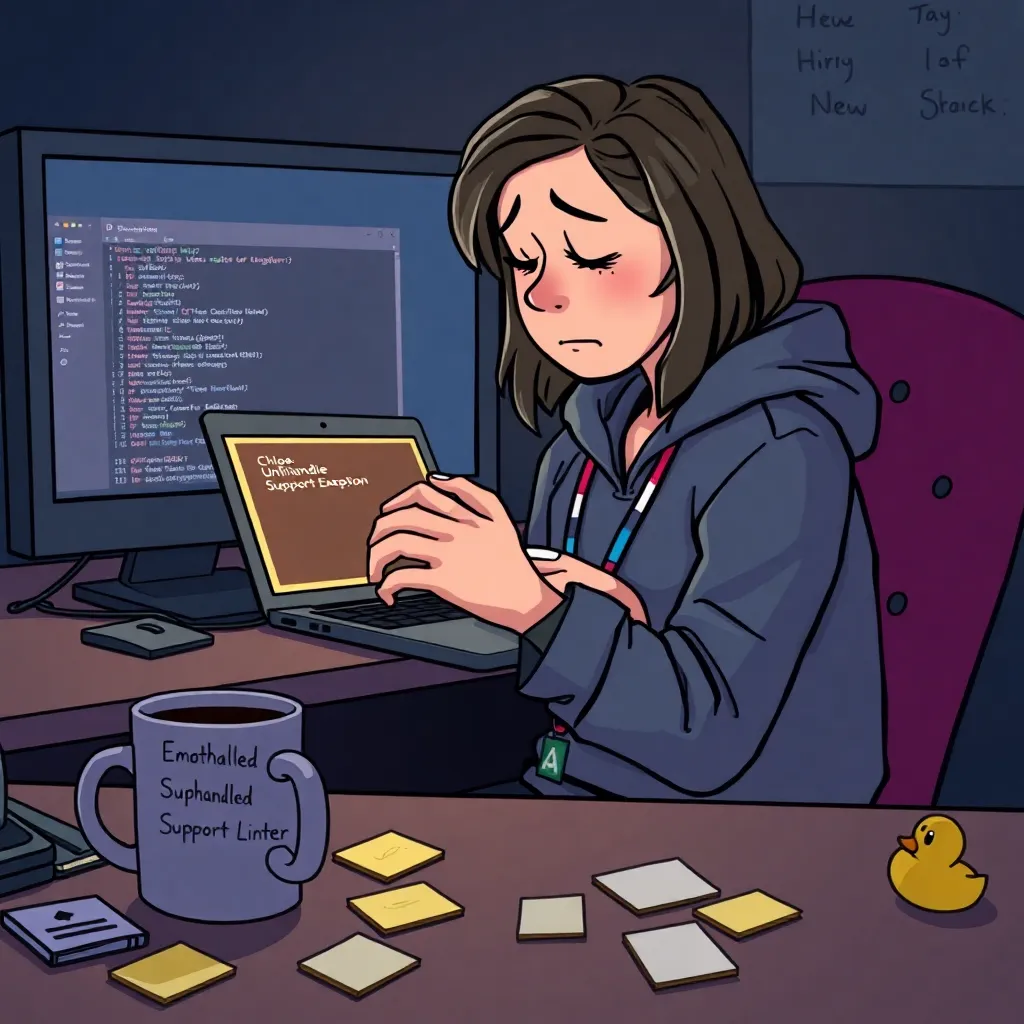 “Senior engineer” Chloe Marsh rocking a whimpering laptop