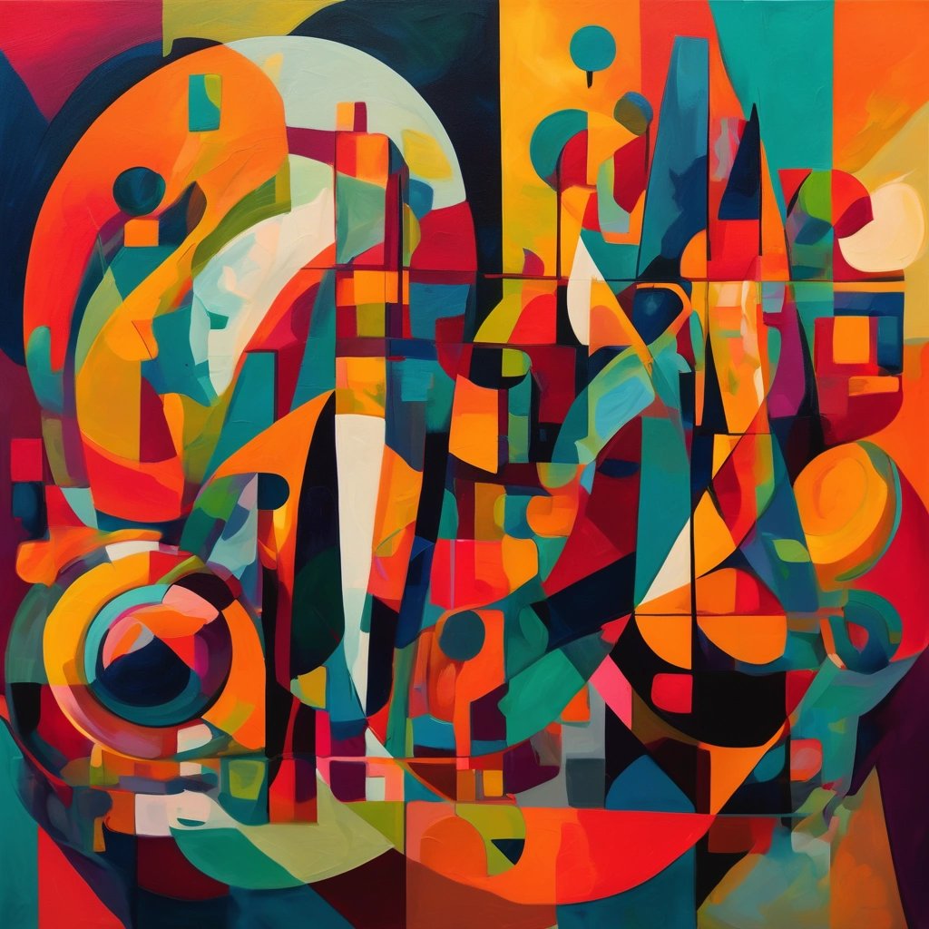 Abstract art with bold shapes and vibrant colors