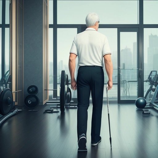 Blind man in gym being watched by others