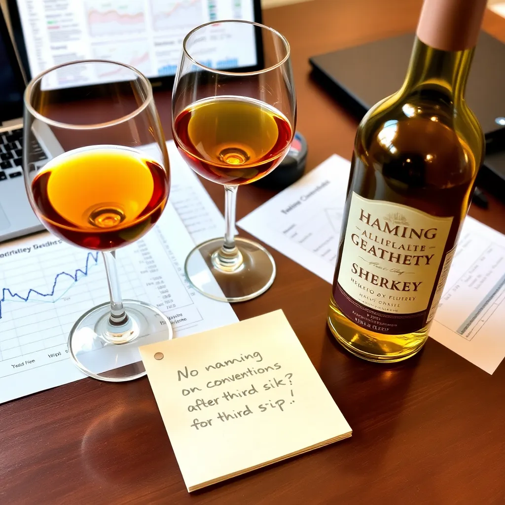 Close-up: “strictly procedural” sherry tasting beside printed calibration plots