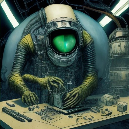 Alien mechanic at work