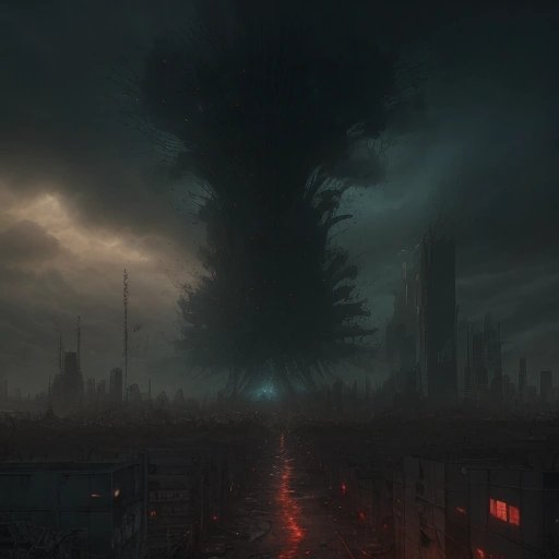 City overtaken by fungal structures