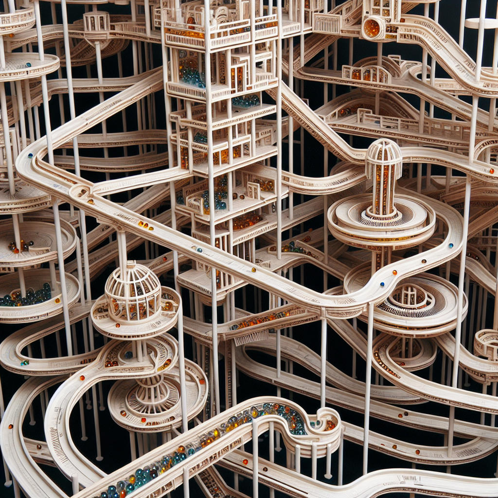 Close-up of the marble machine