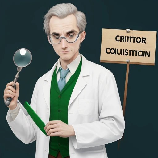 Dr. Debunkington with magnifying glass and sign