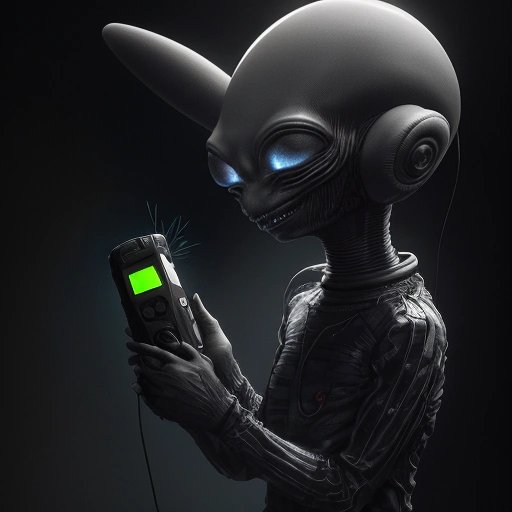Alien using walkie-talkie
