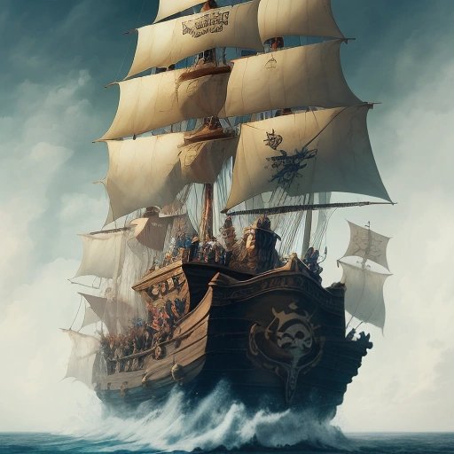 Nimble pirates standing on the edge of their ship