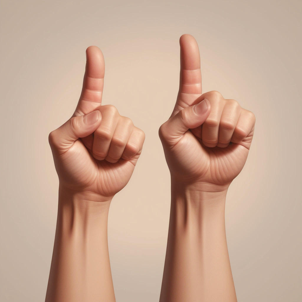 an illustration of three different hand poses, including a relaxed hand, a clenched fist, and a pointing hand, in a realistic and detailed style, with a subtle gradient background, and a hint of warm tone