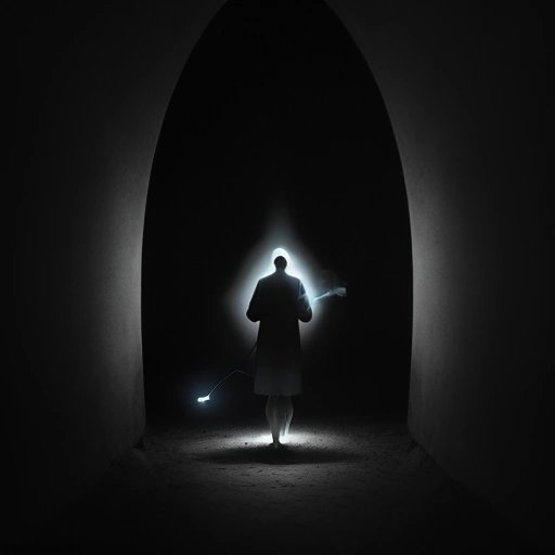 A person venturing into darkness, seeking the truth behind Ongthgh