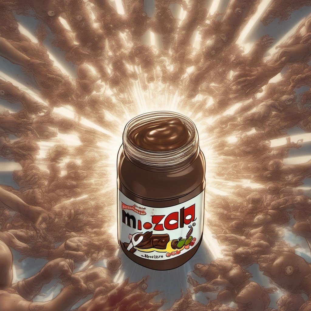Mind-controlled people surrounding a jar of Nutella