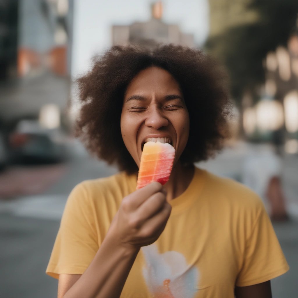 Biting a popsicle
