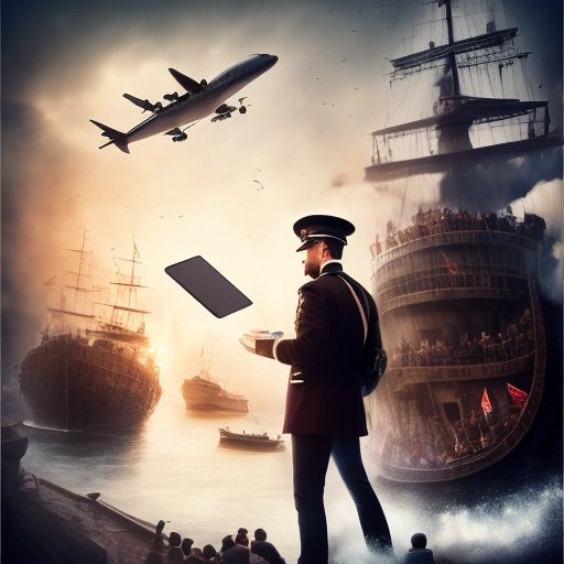 Man on a sinking ship with a laptop