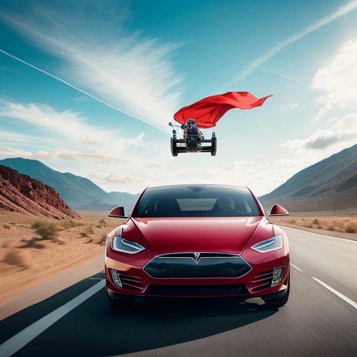 Tesla car soaring through the air with 'Super Pogo' feature