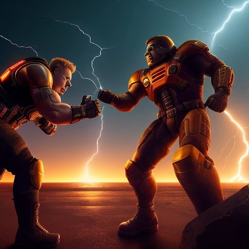 Duke Nukem and Doom Guy fighting